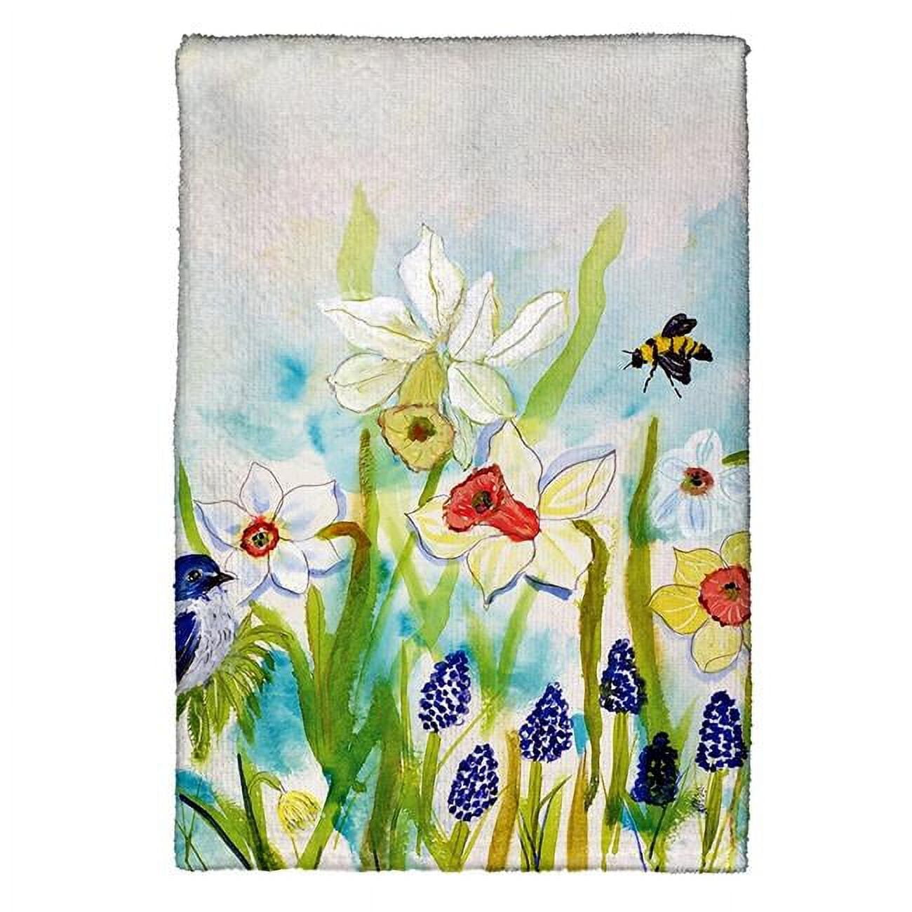 Picture of Betsy Drake KT167 Bird & Daffodils Kitchen Towel