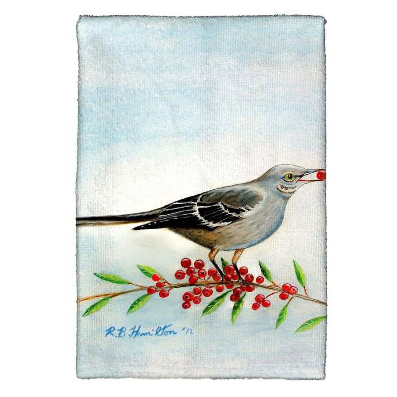 Picture of Betsy Drake KT277 Mockingbird & Berries Kitchen Towel