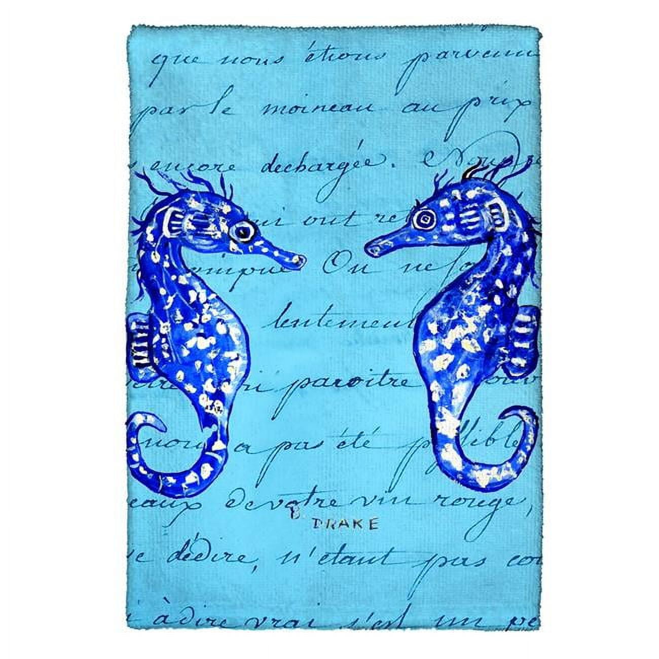 Picture of Betsy Drake KT345 Blue Sea Horses Kitchen Towel