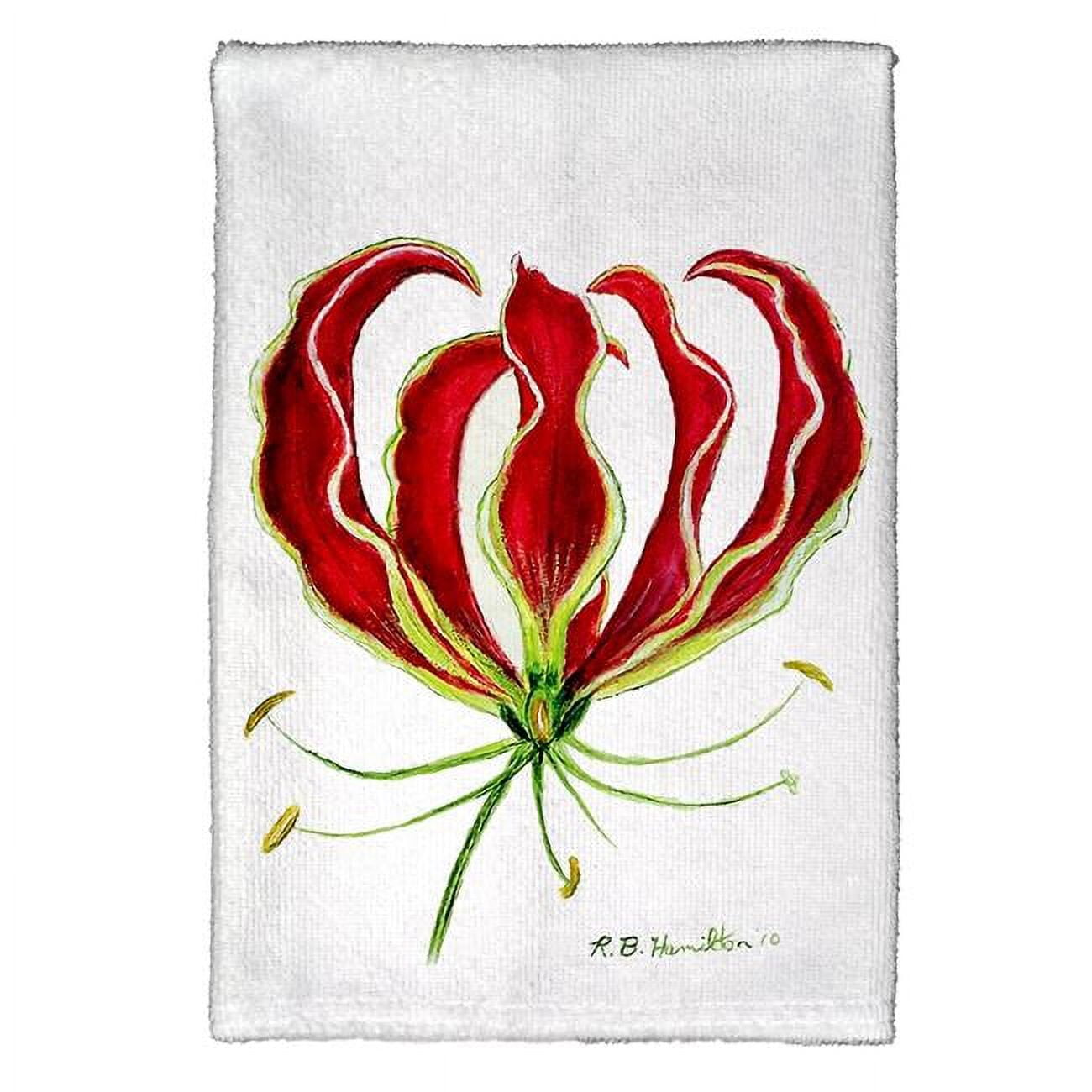 Picture of Betsy Drake KT482 Red Lily Kitchen Towel