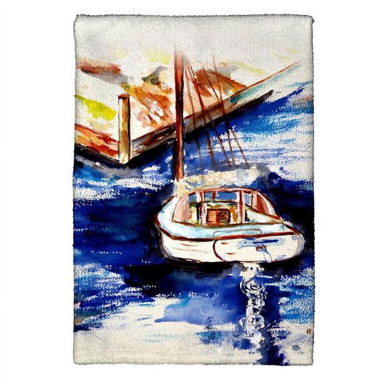 Picture of Betsy Drake KT494 Sailboat & Dock Kitchen Towel