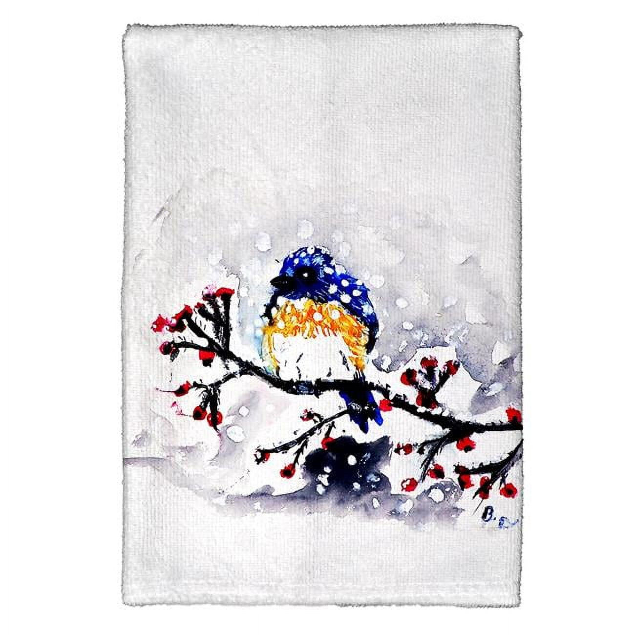 Picture of Betsy Drake KT515 Blue Bird & Snow Kitchen Towel