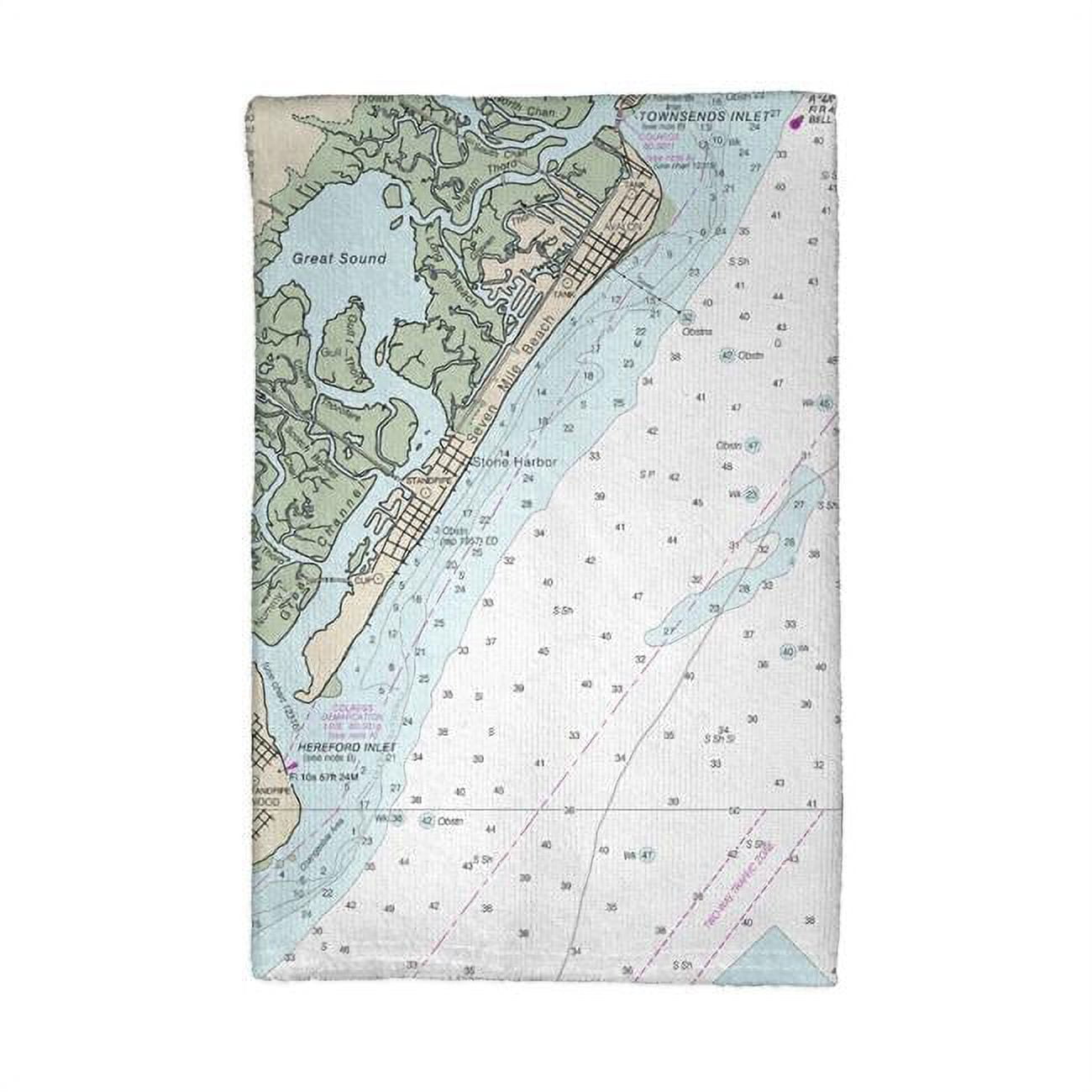 Picture of Betsy Drake KT12318AV Little Egg Inlet to Hereford Inlet - Avalon, NH Nautical Map Kitchen Towel