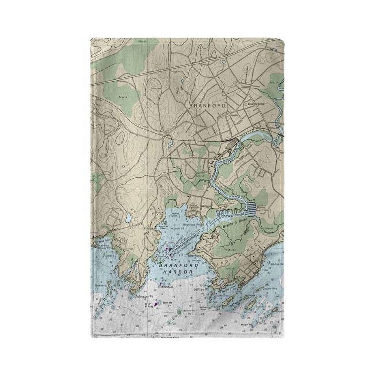 Branford Harbor, CT Nautical Map Beach Towel - 30 x 50 in.