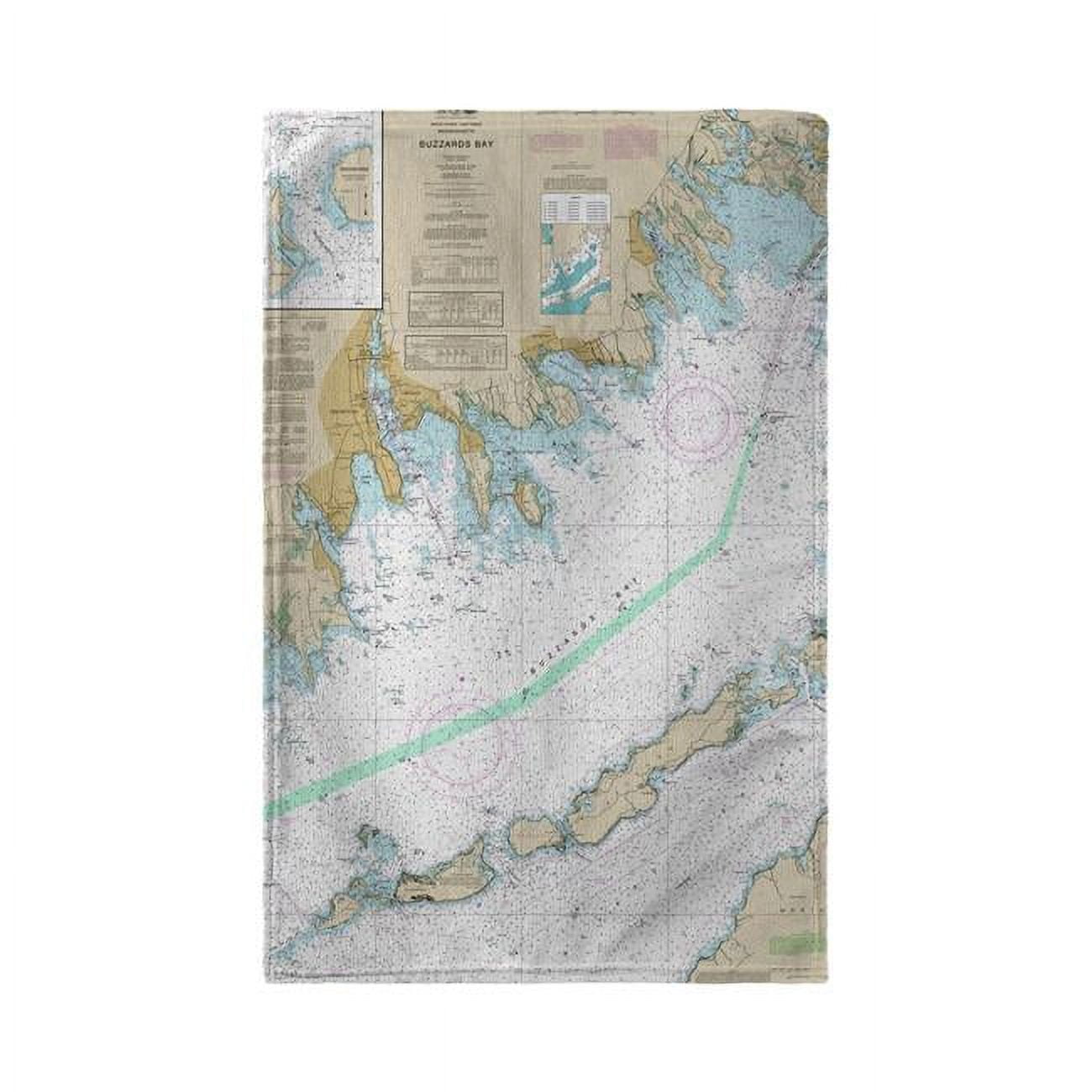 Buzzards Bay, MA Nautical Map Beach Towel - 30 x 50 in.