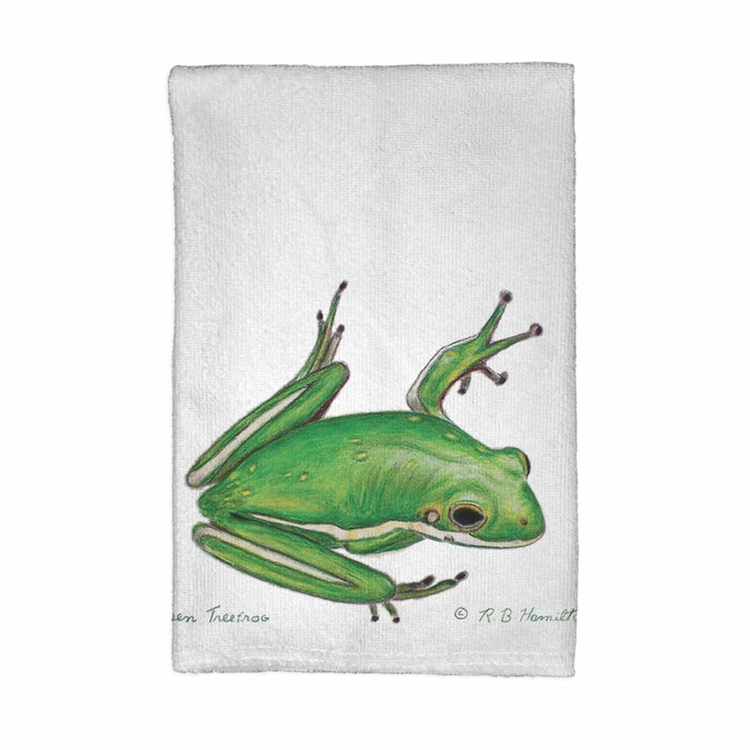 Picture of Betsy Drake KT040 Green Treefrog Kitchen Towel