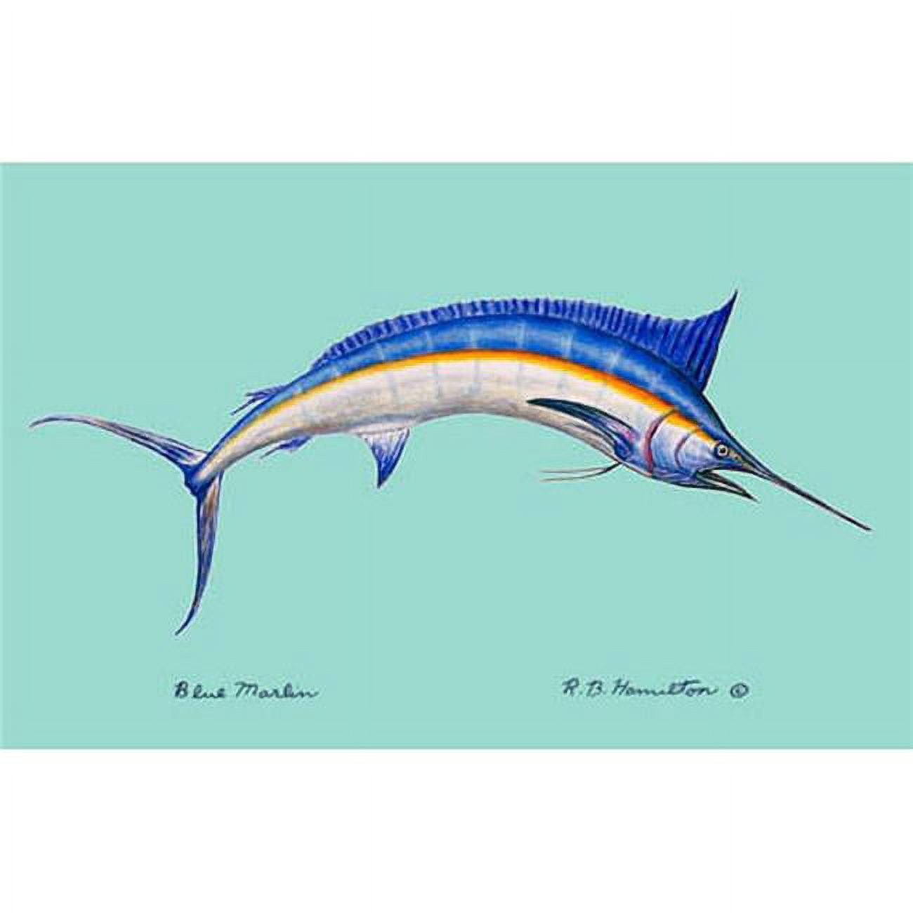 Blue Marlin on Teal Beach Towel - 30 x 50 in.