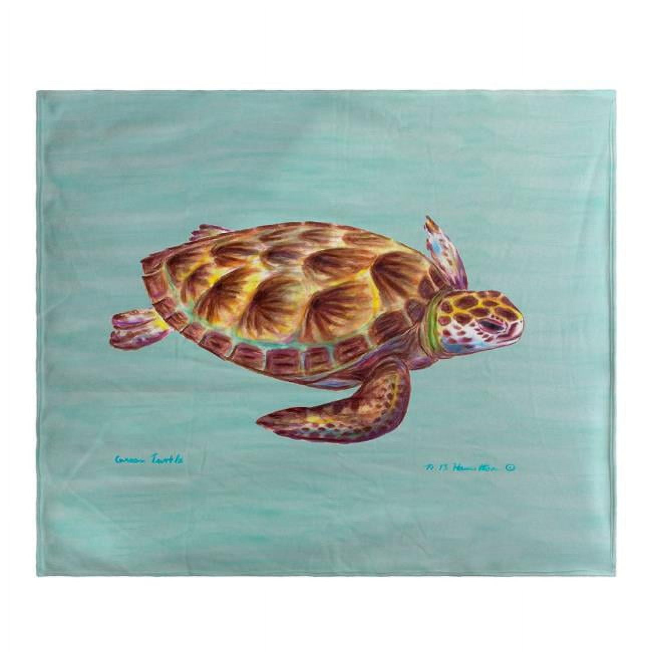 Picture of Betsy Drake BK044 Green Sea Turtle Fleece Throw