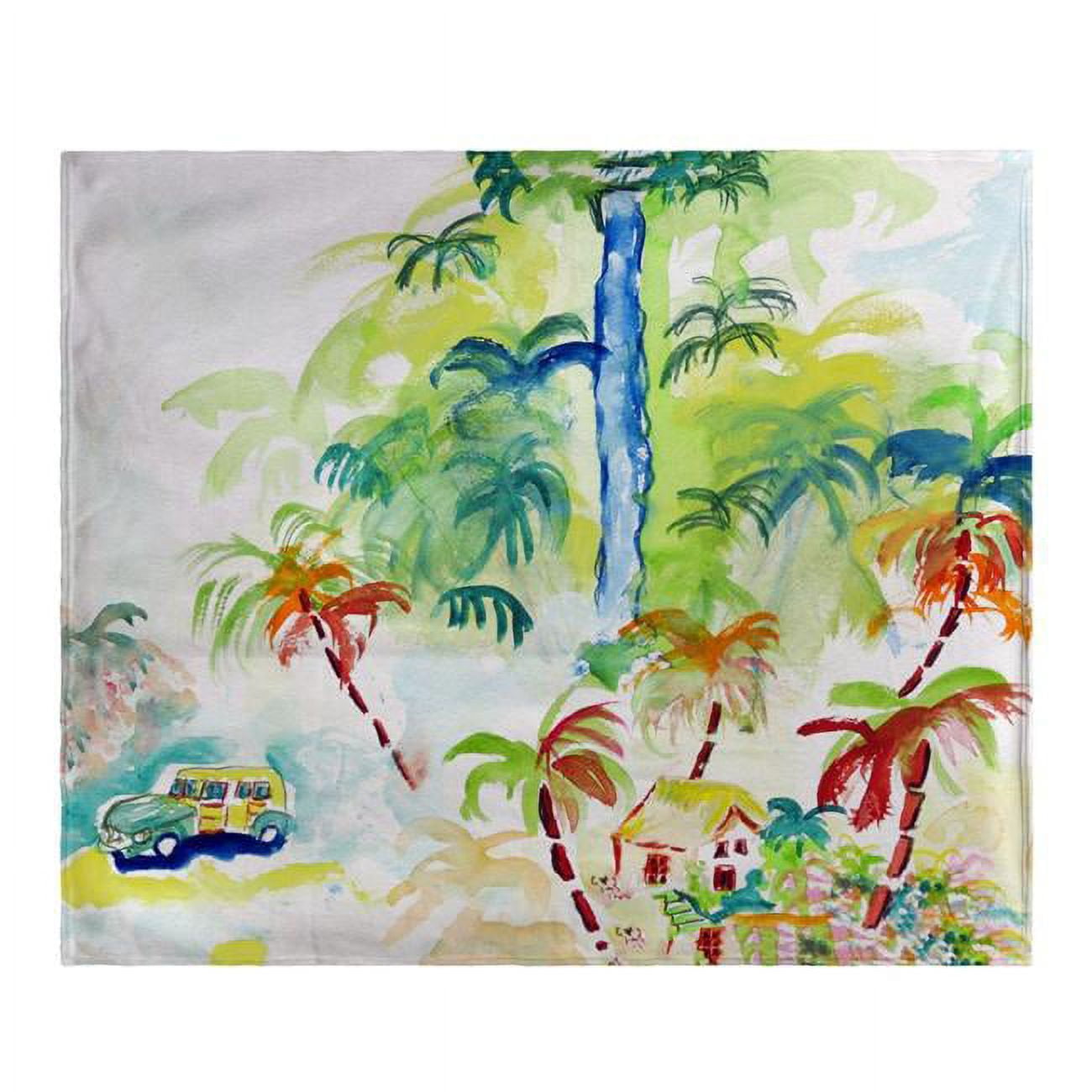 Picture of Betsy Drake BK821 Colorful Palms Fleece Throw