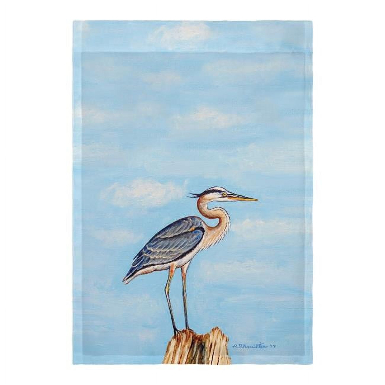 Blue Heron on Stump Flag - 12.5 x 18 in.