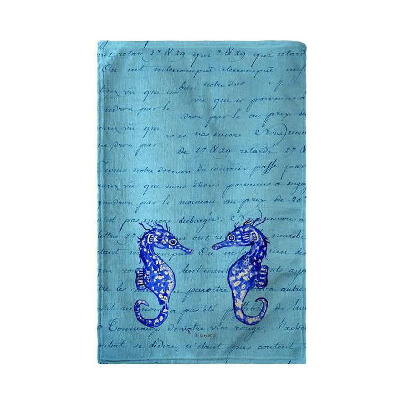 30 x 50 in. Blue Sea Horses Beach Towel