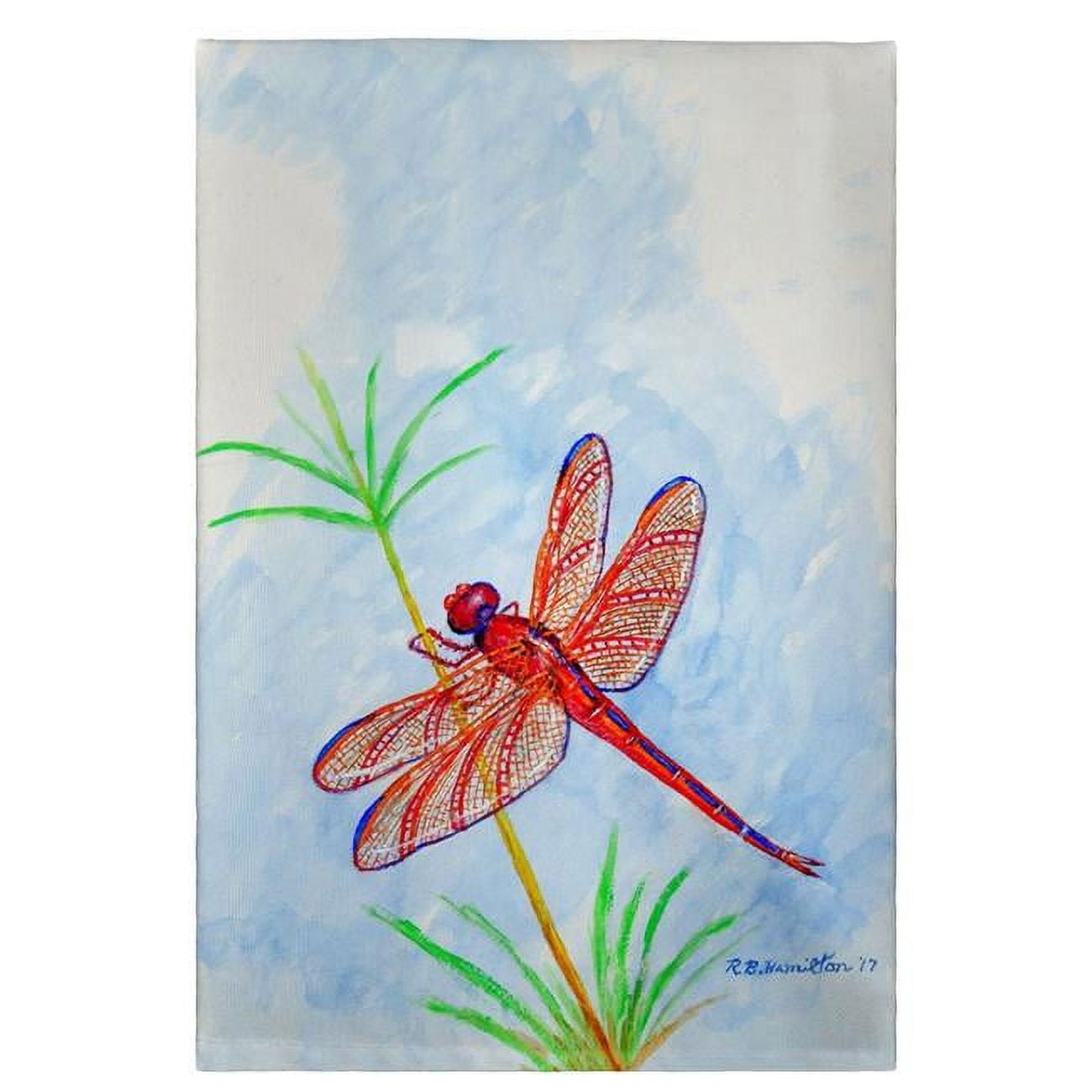 20 x 20 in. Red Dragonfly Guest Towel