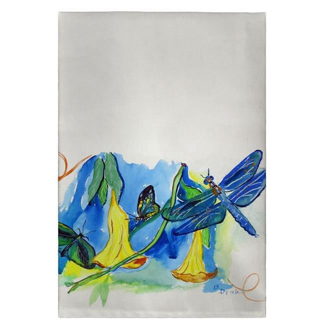 20 x 20 in. Yellow Bells & Dragonfly Guest Towel