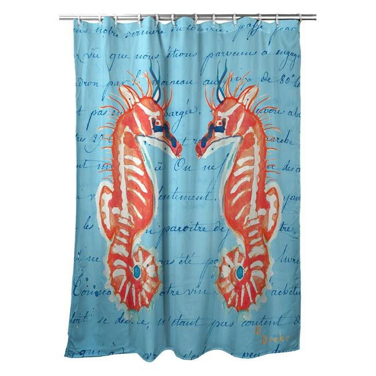 70 x 72 in. Coral Seahorse Shower Curtain