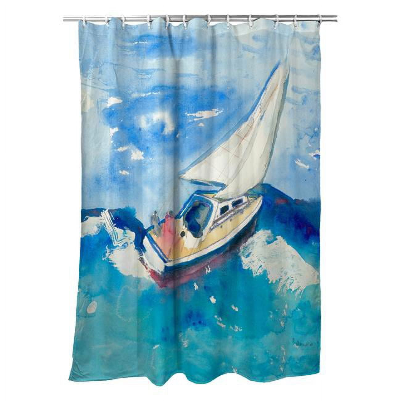 70 x 72 in. Betsys Sailboat Shower Curtain