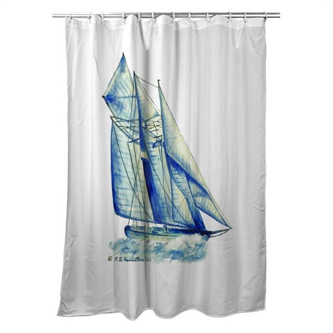 70 x 72 in. Blue Sailboat Shower Curtain