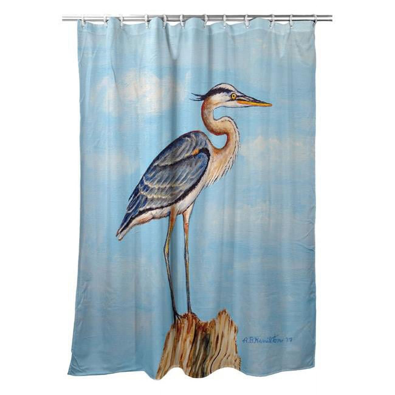 Picture of Betsy Drake SH627 70 x 72 in. Blue Heron on Stump Shower Curtain