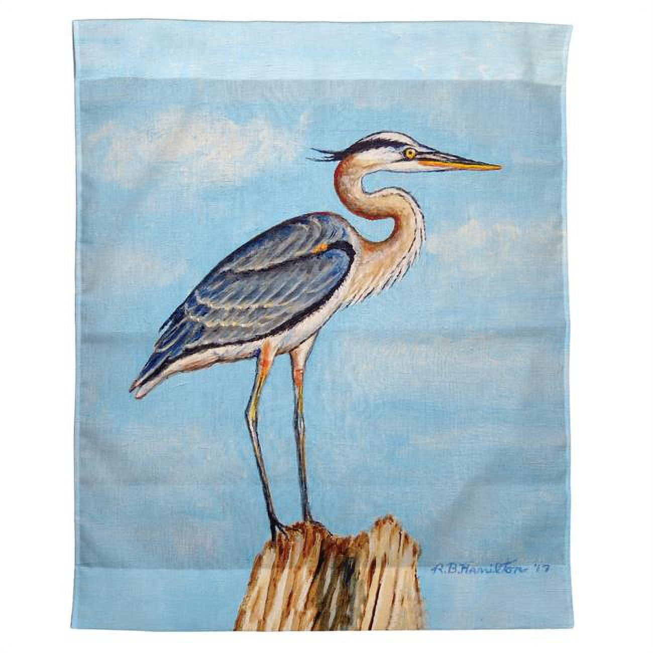 24 x 30 in. Blue Heron on Stump Outdoor Wall Hanging