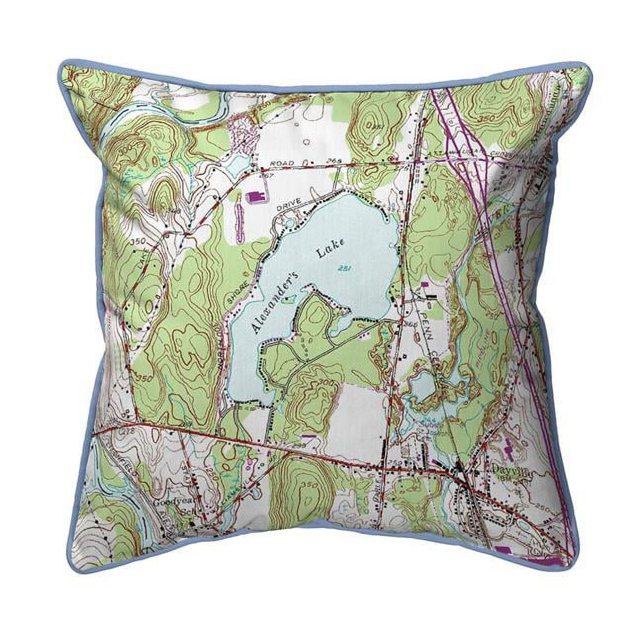 Picture of Betsy Drake HJ469 18 x 18 in. Alexanders Lake&#44; CT Nautical Map Large Corded Indoor & Outdoor Pillow