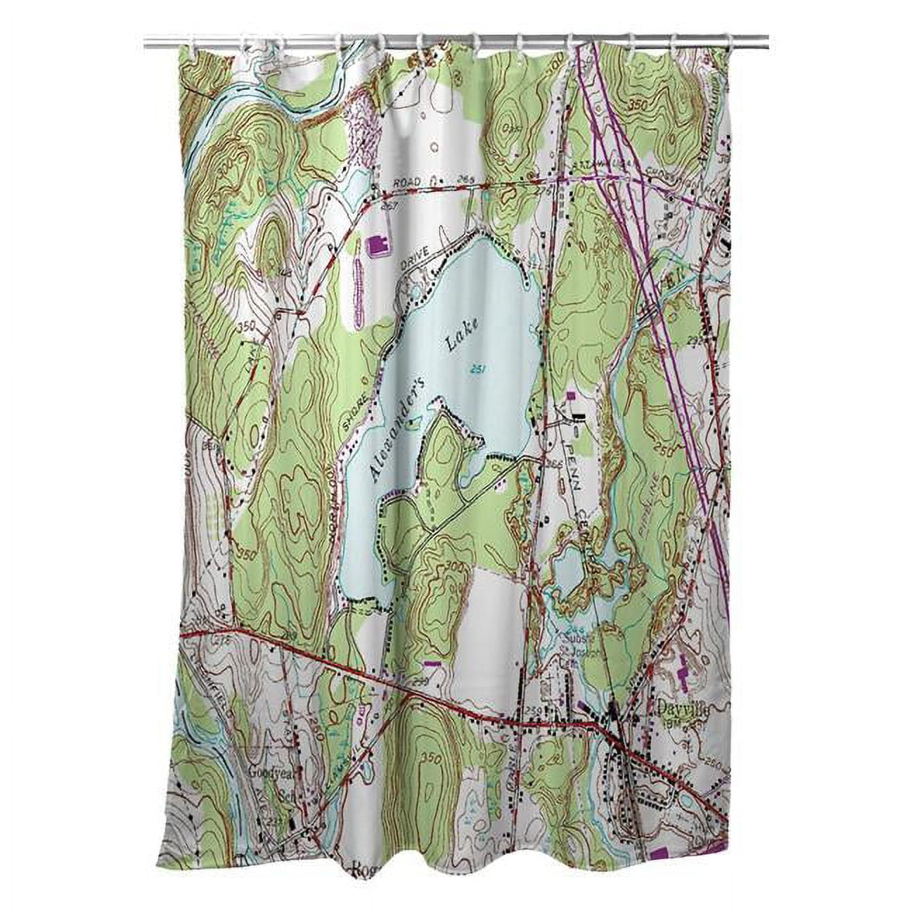 70 x 72 in. Alexanders Lake, CT Nautical Map Shower Curtain