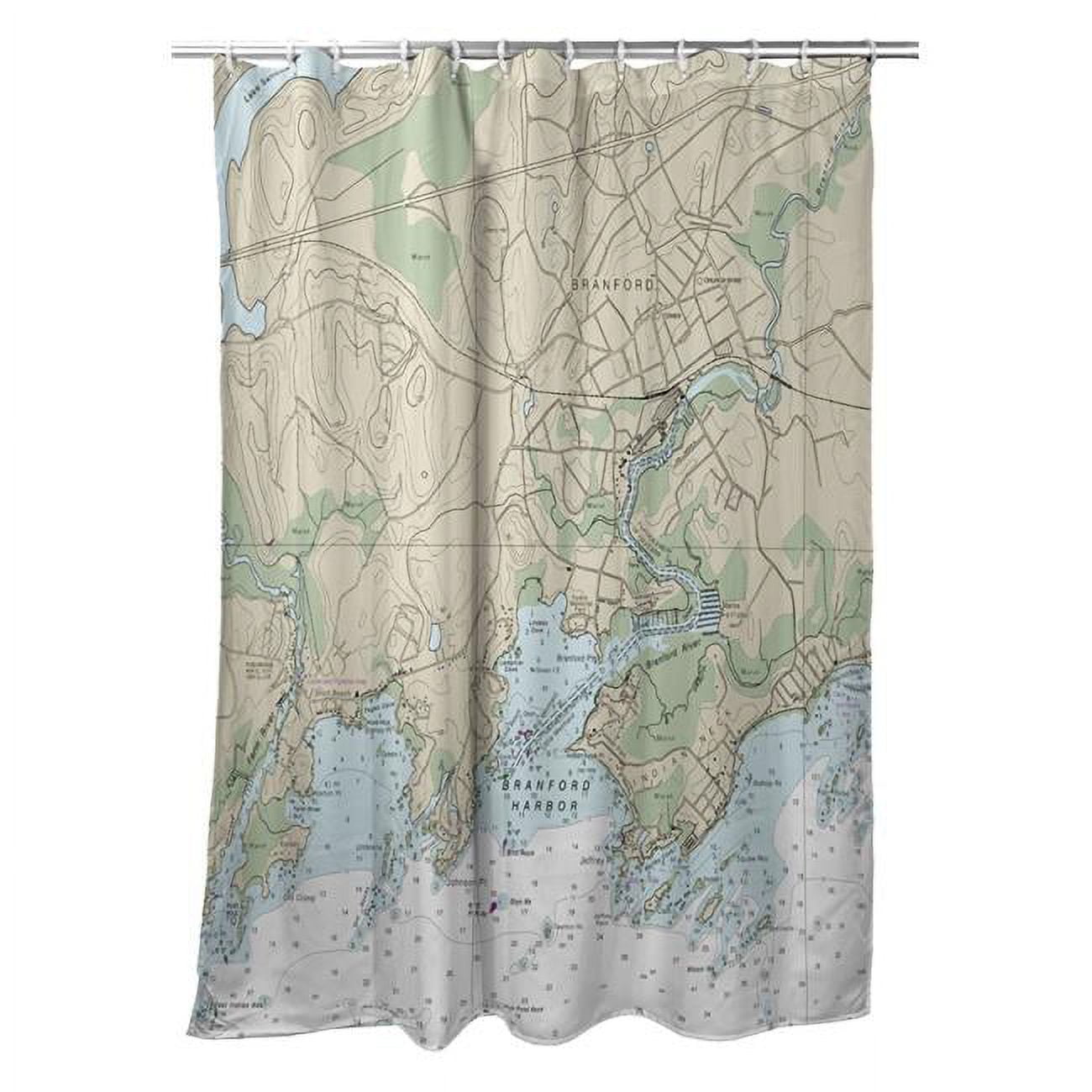 Branford Harbor - CT Nautical Map Shower Curtain