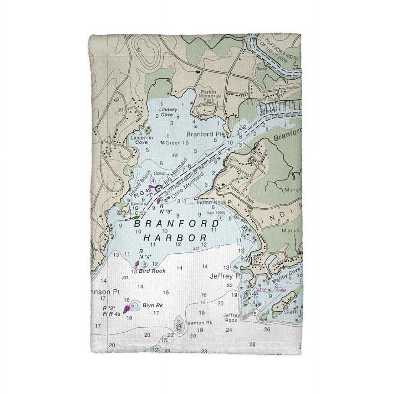 Picture of Betsy Drake KT12373BR 16 x 25 in. Branford Harbor, CT Nautical Map Kitchen Towel