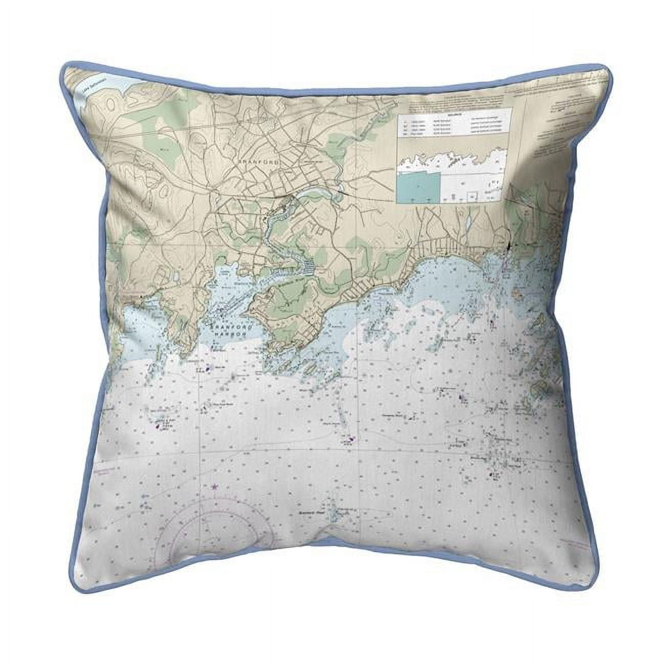 Picture of Betsy Drake HJ12373IN 18 x 18 in. Branford Harbor - Indian Neck&#44; CT Nautical Map Large Corded Indoor & Outdoor Pillow
