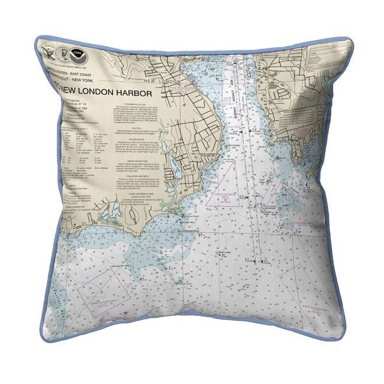 Picture of Betsy Drake HJ13212NL 18 x 18 in. New London Harbor&#44; CT Nautical Map Large Corded Indoor & Outdoor Pillow