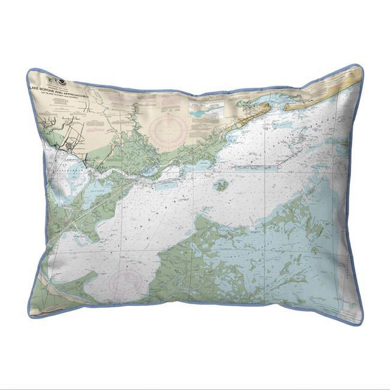 20 x 24 in. Lake Borgne & Approaches, LA Nautical Map Extra Large Zippered Indoor & Outdoor Pillow