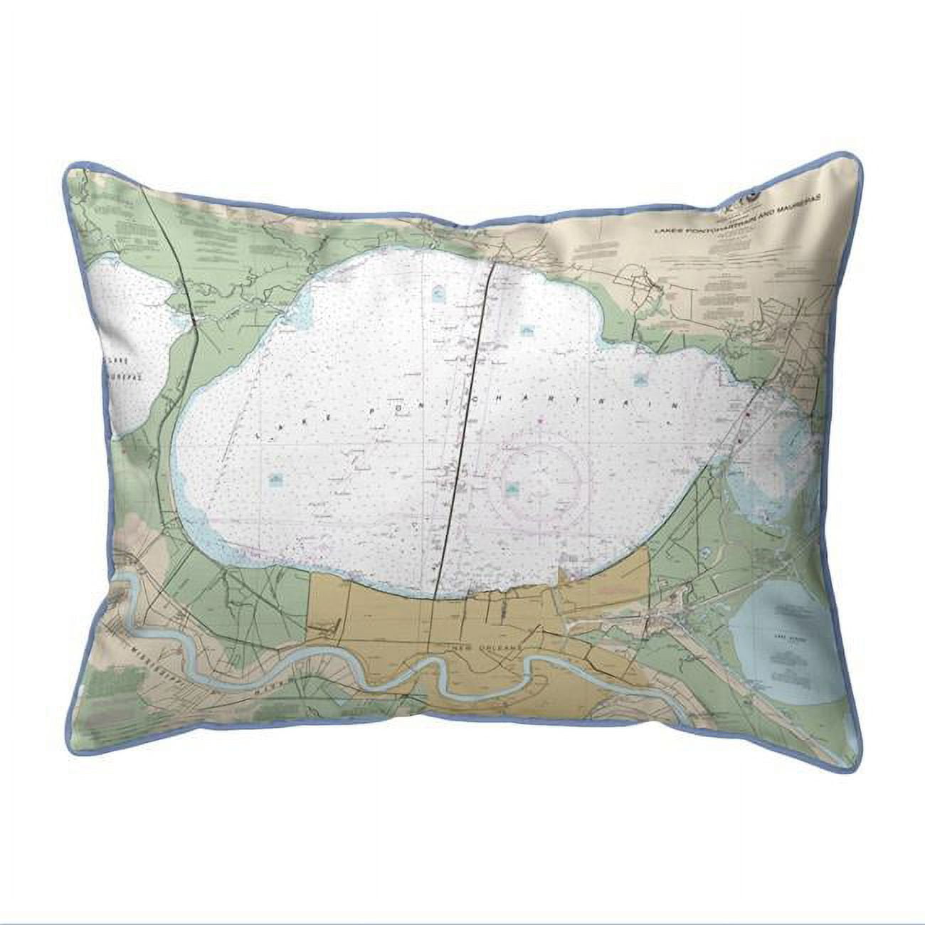 20 x 24 in. Lake Pontchartrain & Majrepas, LA Nautical Map Extra Large Zippered Indoor & Outdoor Pillow