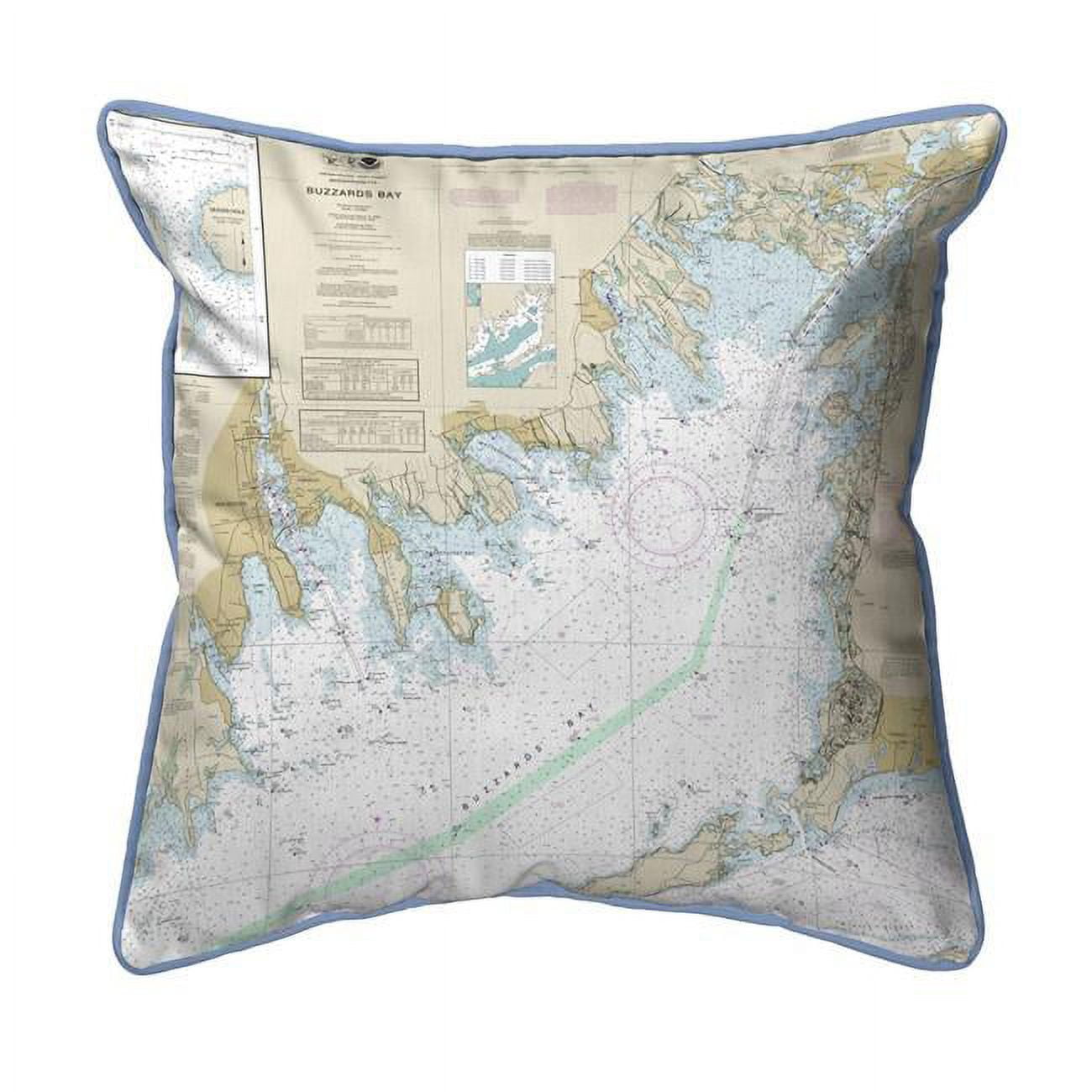 Picture of Betsy Drake HJ13230BB 18 x 18 in. Buzzards Bay&#44; MA Nautical Map Large Corded Indoor & Outdoor Pillow