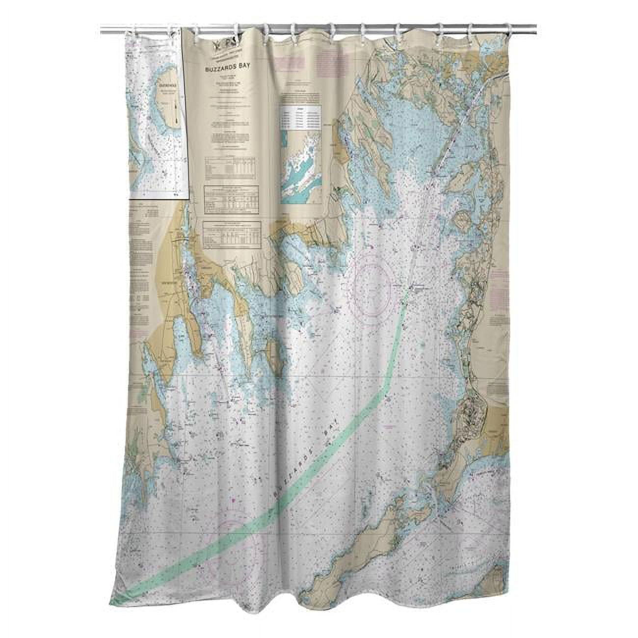 70 x 72 in. Buzzards Bay, MA Nautical Map Shower Curtain