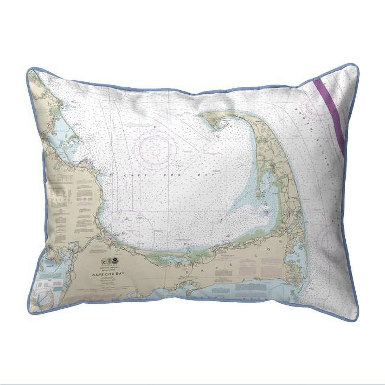ZP13246 20 x 24 in. Cape Cod Bay, MA Nautical Map Extra Large Zippered Indoor & Outdoor Pillow