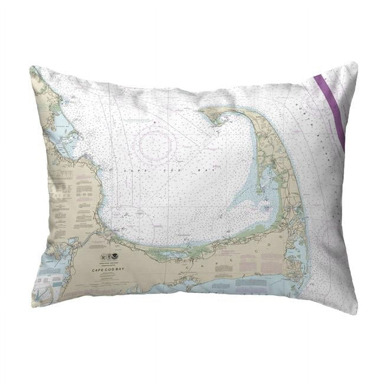 16 x 20 in. Cape Cod Bay, MA Nautical Map Noncorded Indoor & Outdoor Pillow