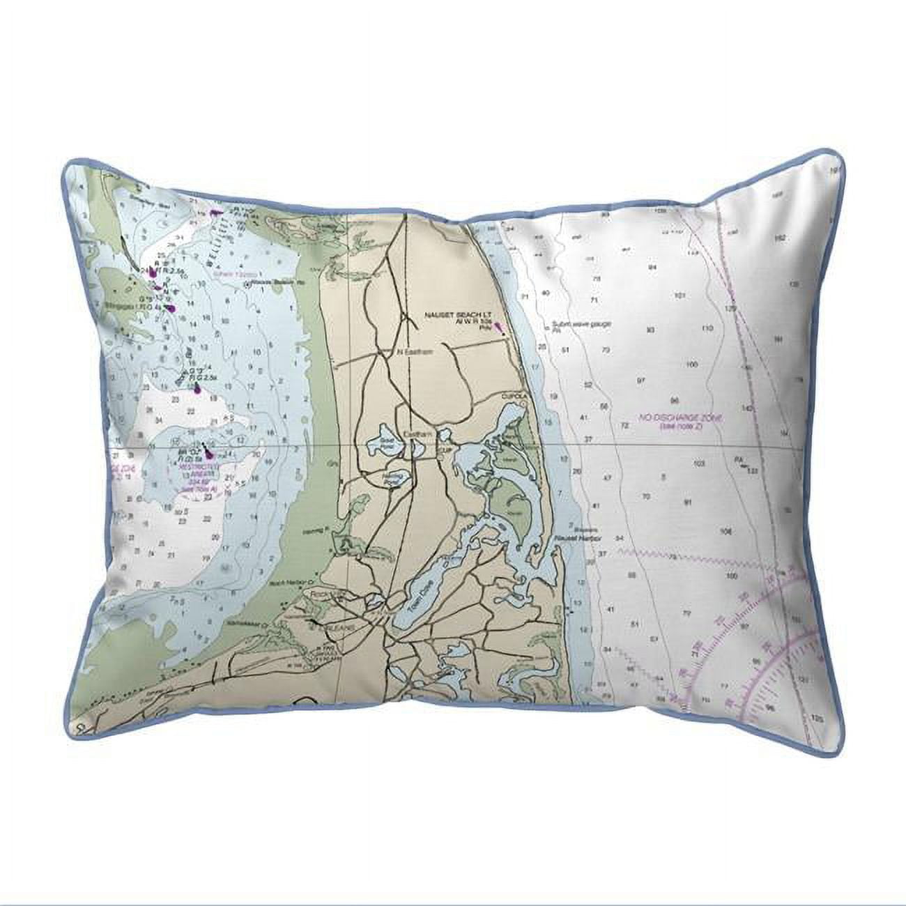 20 x 24 in. Cape Cod - Nauset Beach, MA Nautical Map Extra Large Zippered Indoor & Outdoor Pillow