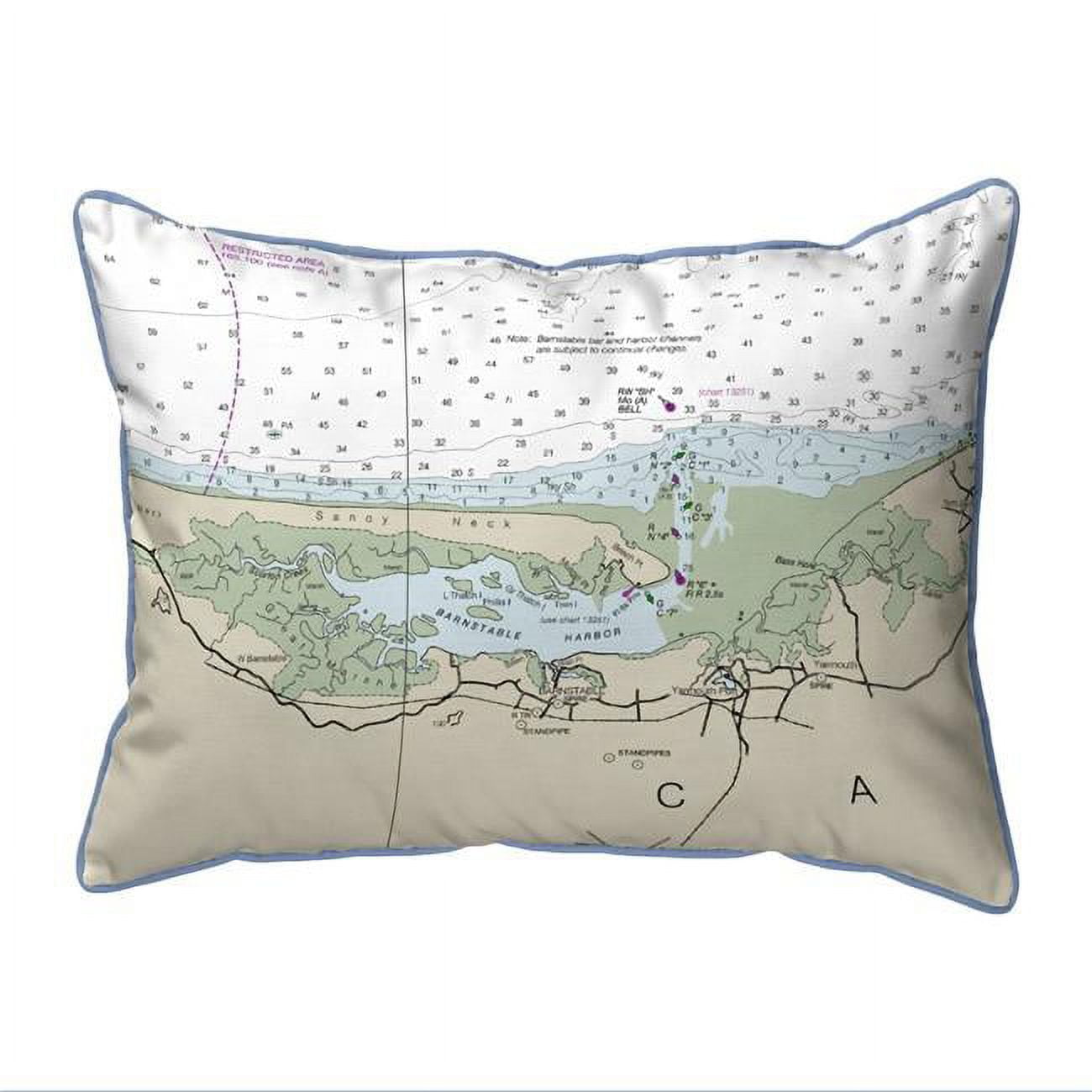 SN13246SN 11 x 14 in. Cape Cod - Sandy Neck, MA Nautical Map Small Corded Indoor & Outdoor Pillow