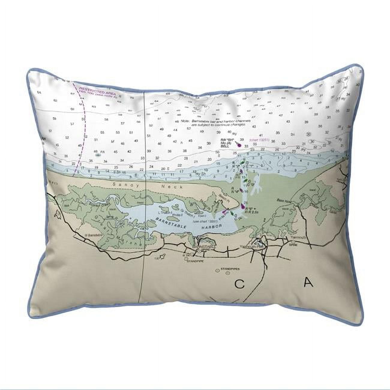 20 x 24 in. Cape Cod - Sandy Neck, MA Nautical Map Extra Large Zippered Indoor & Outdoor Pillow