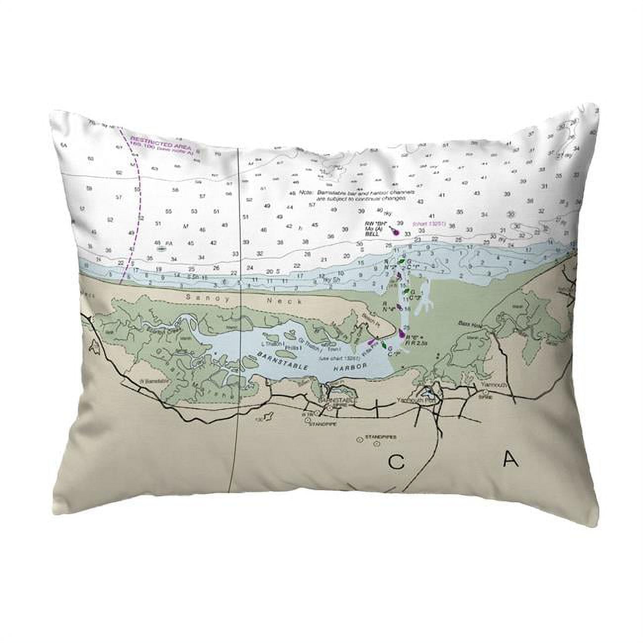 NC13246SN 16 x 20 in. Cape Cod - Sandy Neck, MA Nautical Map Noncorded Indoor & Outdoor Pillow