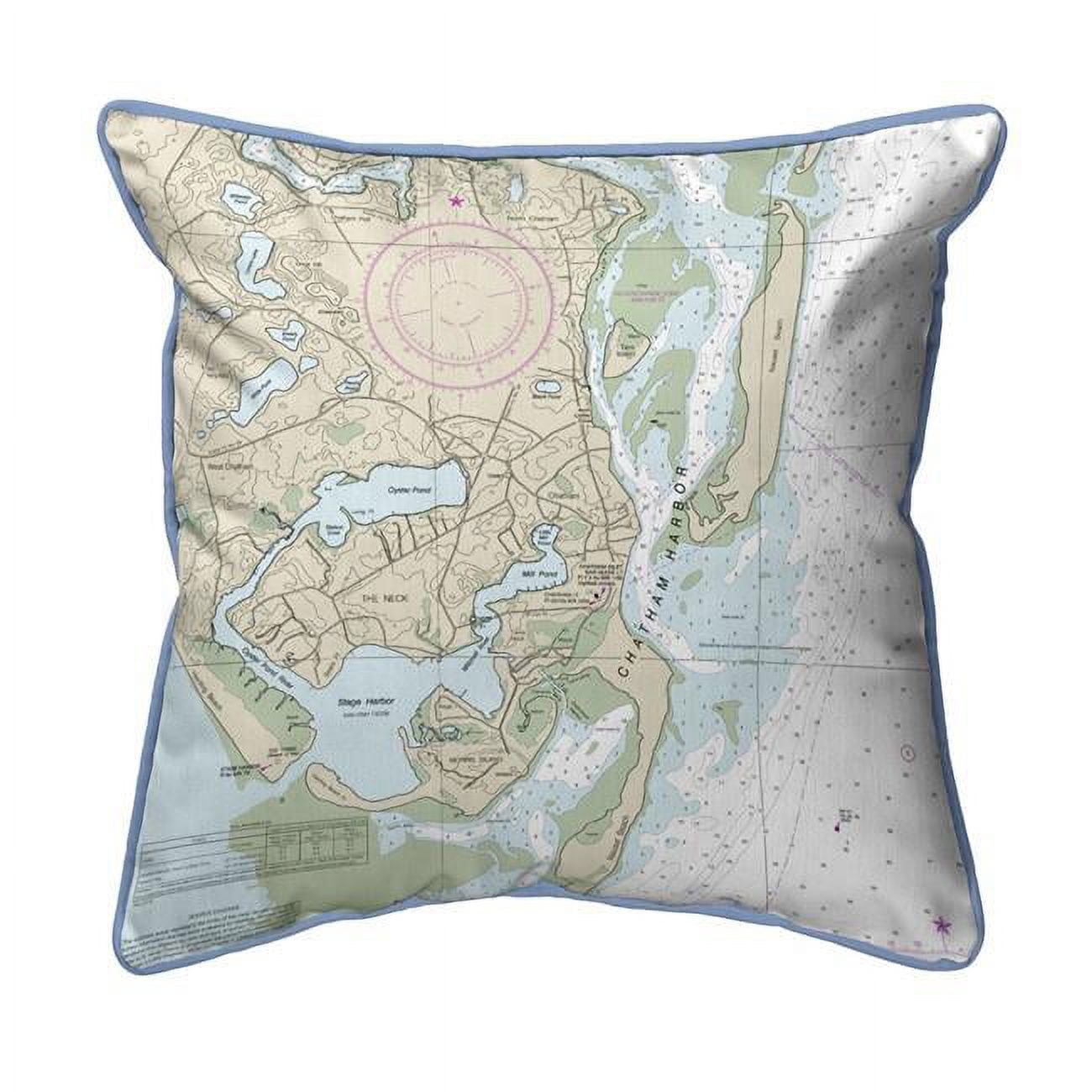 Picture of Betsy Drake HJ13248 18 x 18 in. Chatham Harbor&#44; MA Nautical Map Large Corded Indoor & Outdoor Pillow