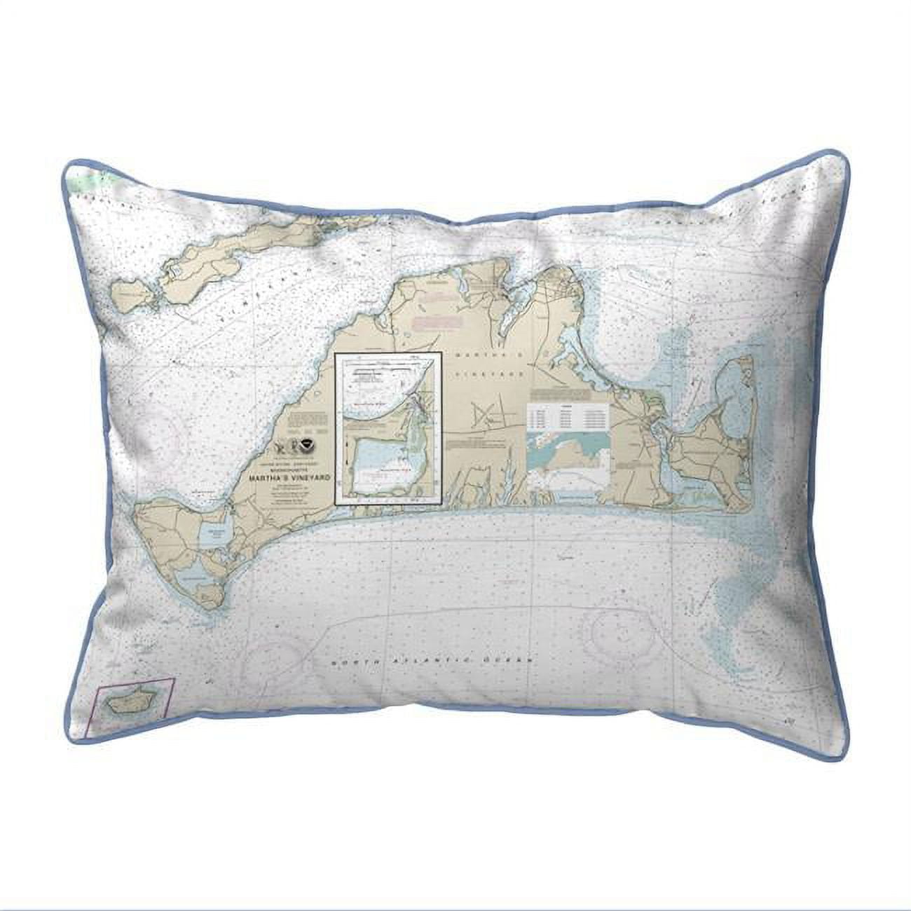 Picture of Betsy Drake HJ13233 16 x 20 in. Marthas Vineyard&#44; MA Nautical Map Large Corded Indoor & Outdoor Pillow