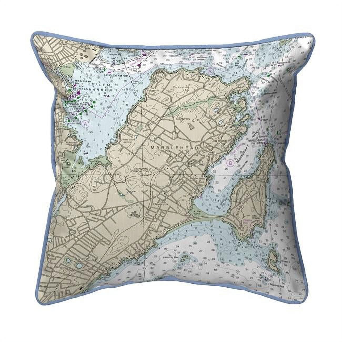 Picture of Betsy Drake HJ13275MH 18 x 18 in. Marblehead&#44; MA Nautical Map Large Corded Indoor & Outdoor Pillow
