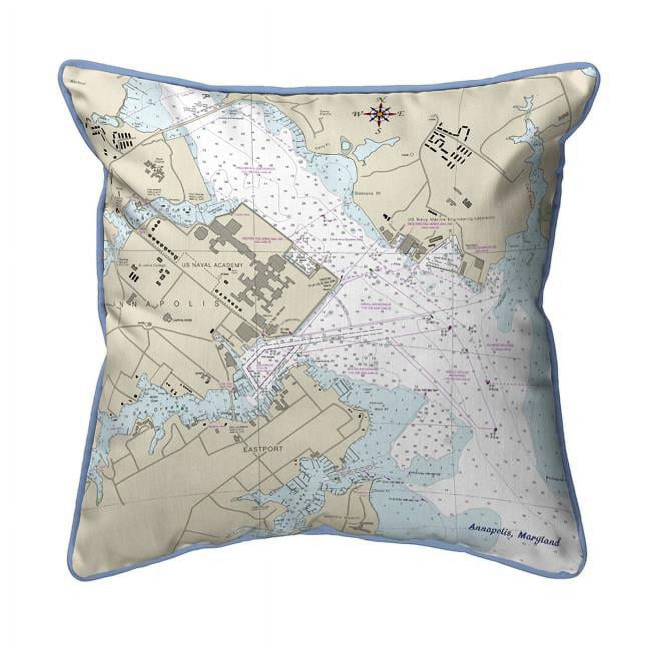 Picture of Betsy Drake HJ12283AN 18 x 18 in. Annapolis - USNA&#44; MD Nautical Map Large Corded Indoor & Outdoor Pillow