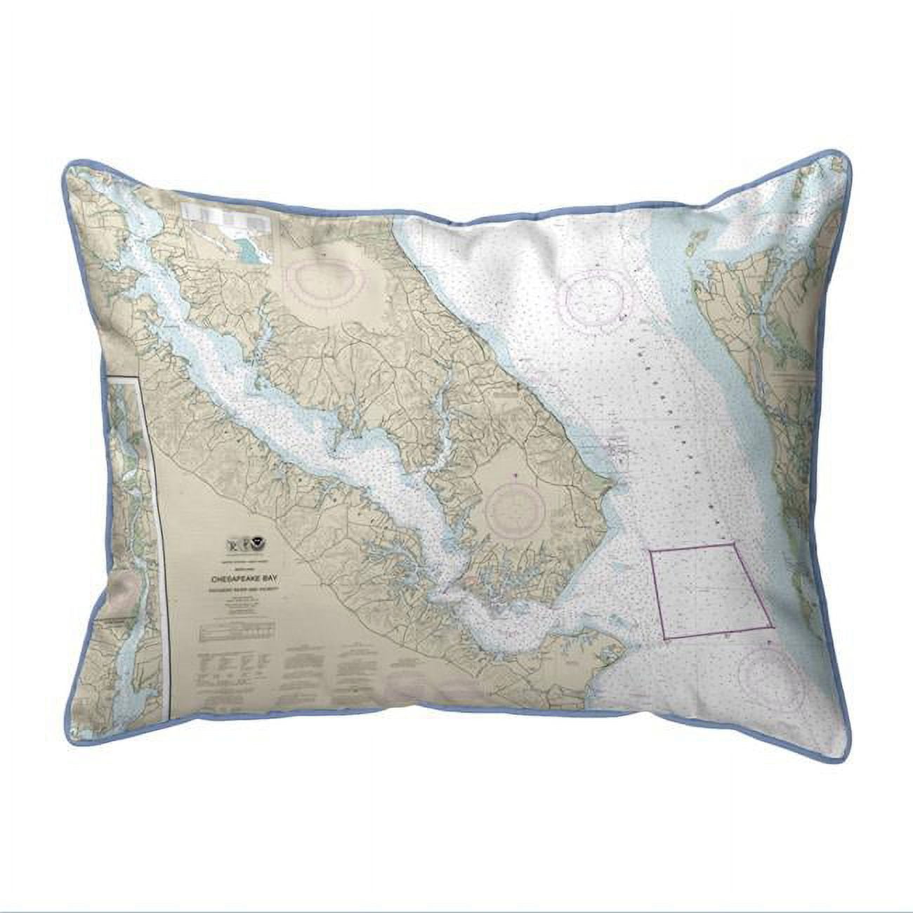 20 x 24 in. Chesapeake Bay, MD Nautical Map Extra Large Zippered Indoor & Outdoor Pillow