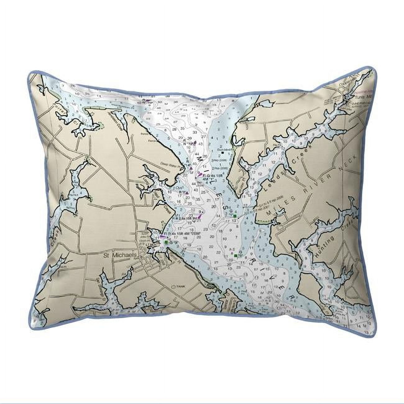 Picture of Betsy Drake HJ12270CB 16 x 20 in. Chesapeake Bay - Miles River&#44; MD Nautical Map Large Corded Indoor & Outdoor Pillow