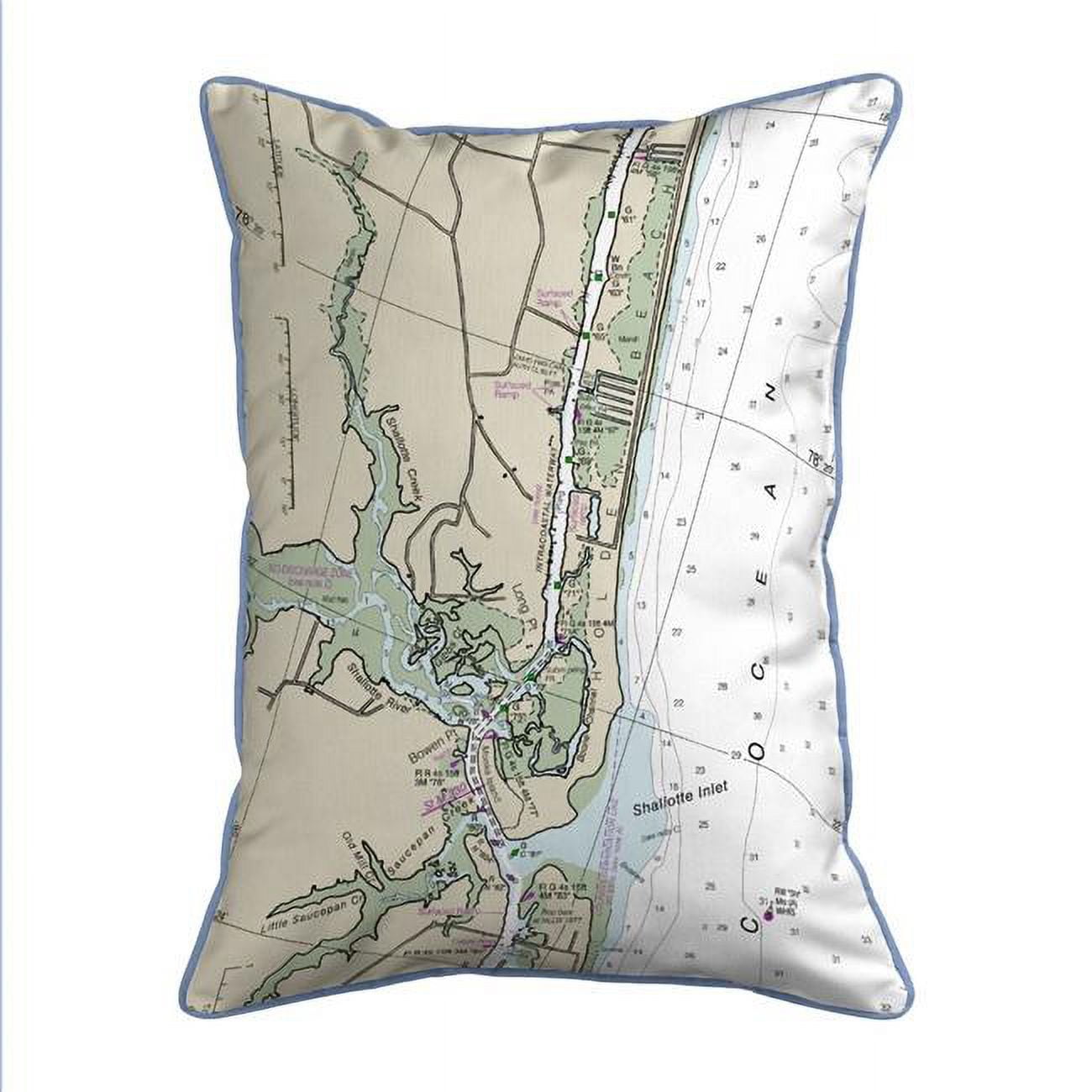 Picture of Betsy Drake HJ11534HB 16 x 20 in. Holden Beach&#44; NC Nautical Map Large Corded Indoor & Outdoor Pillow