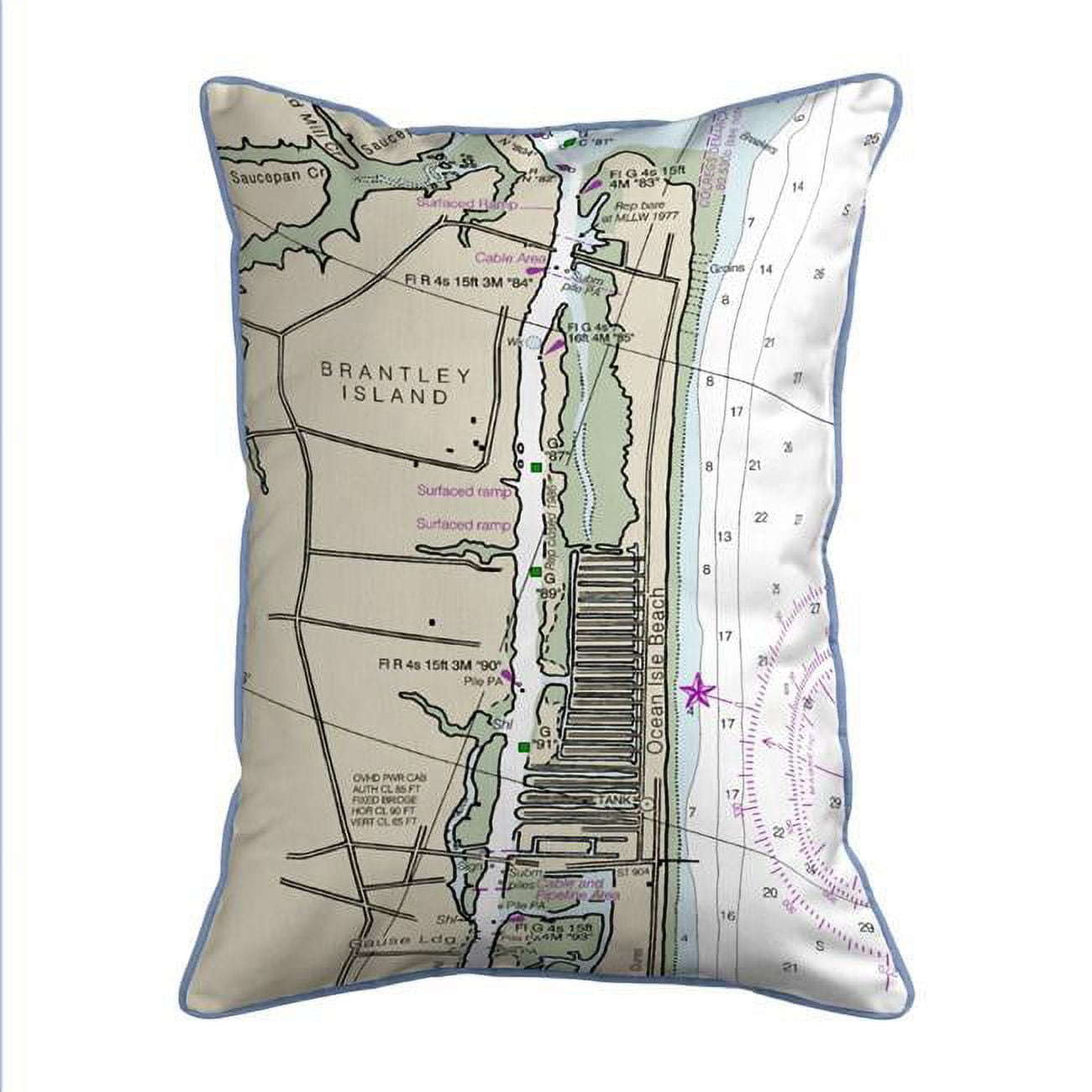 Picture of Betsy Drake HJ11534OL 16 x 20 in. Ocean Isle&#44; NC Nautical Map Large Corded Indoor & Outdoor Pillow