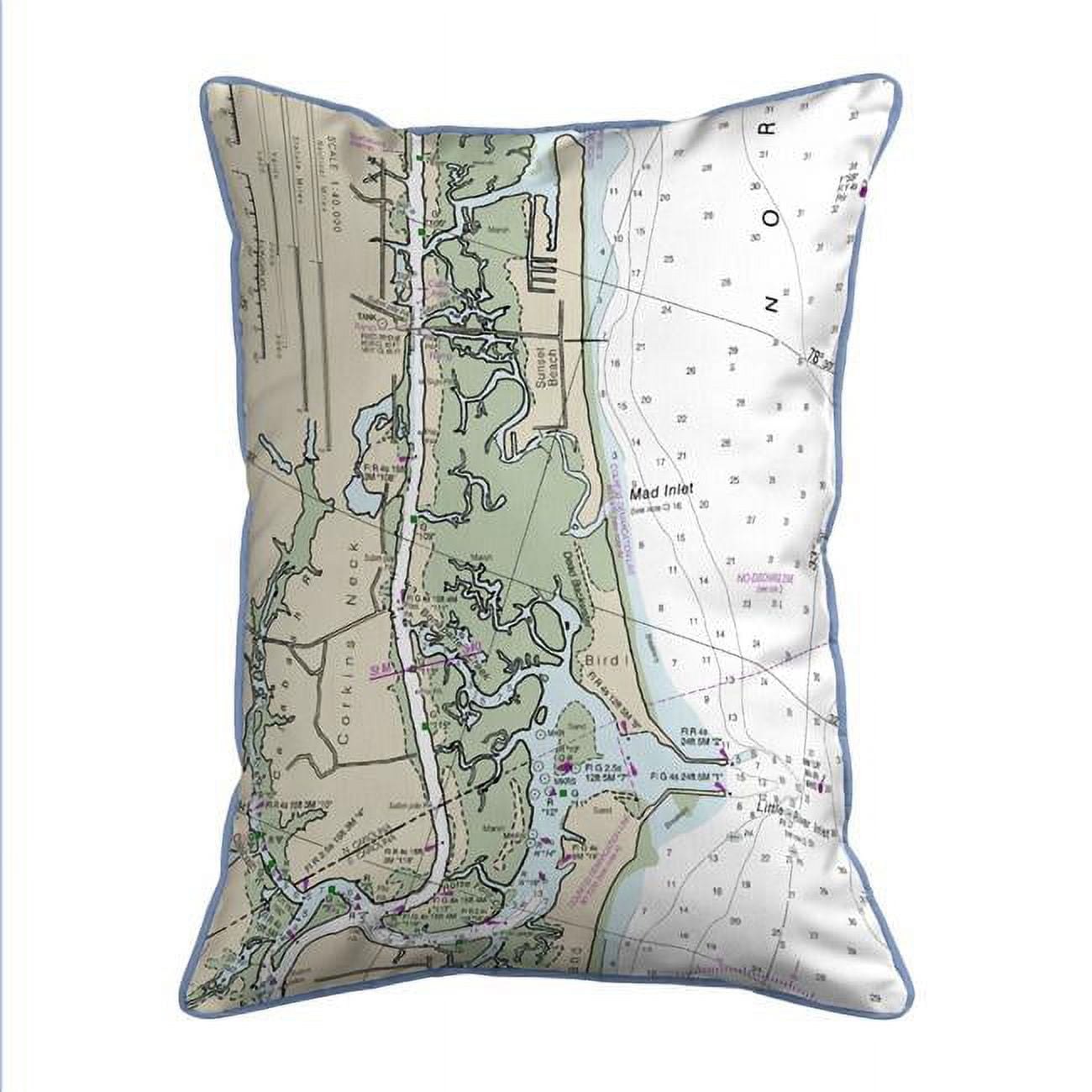 Picture of Betsy Drake HJ11534SB 16 x 20 in. Sunset Beach&#44; NC Nautical Map Large Corded Indoor & Outdoor Pillow