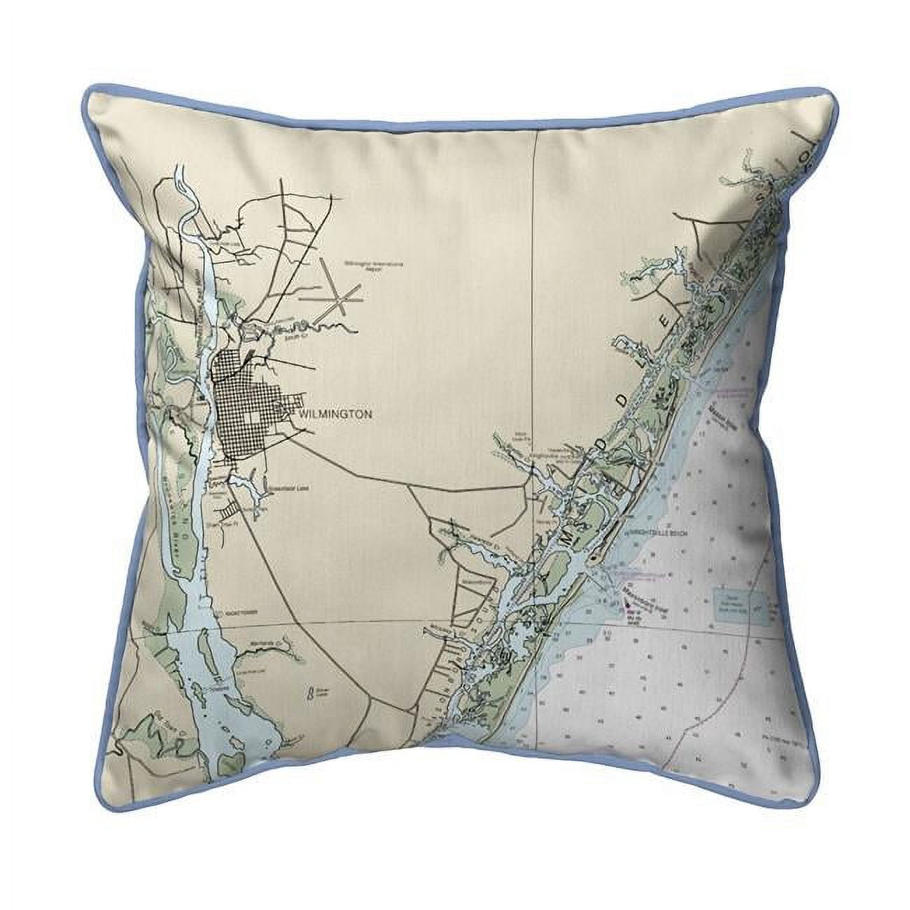 Picture of Betsy Drake HJ11539WB 18 x 18 in. Wilmington - Wrightsville Beach&#44; NC Nautical Map Large Corded Indoor & Outdoor Pillow