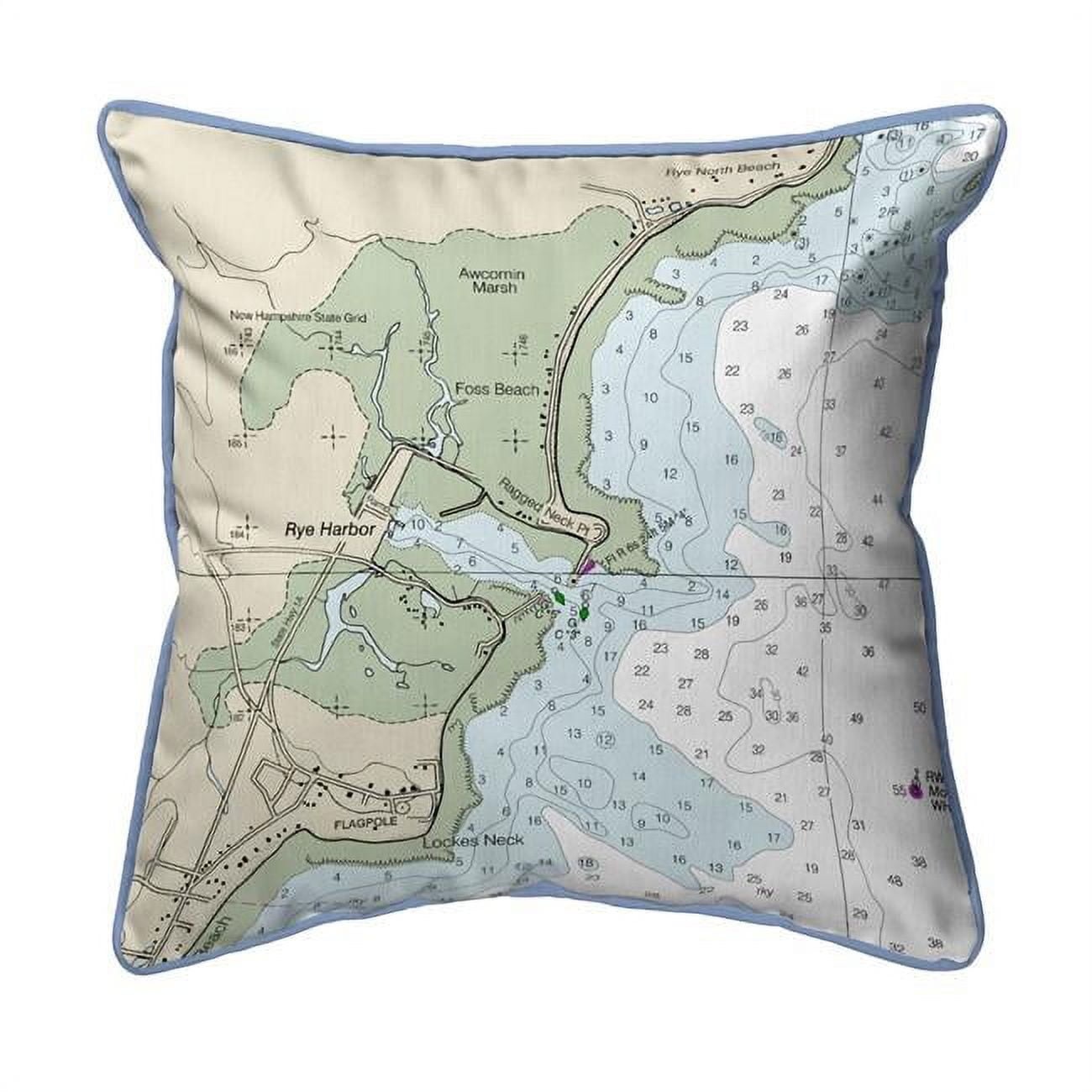 Picture of Betsy Drake HJ13283RH 18 x 18 in. Rye Harbor&#44; NH Nautical Map Large Corded Indoor & Outdoor Pillow