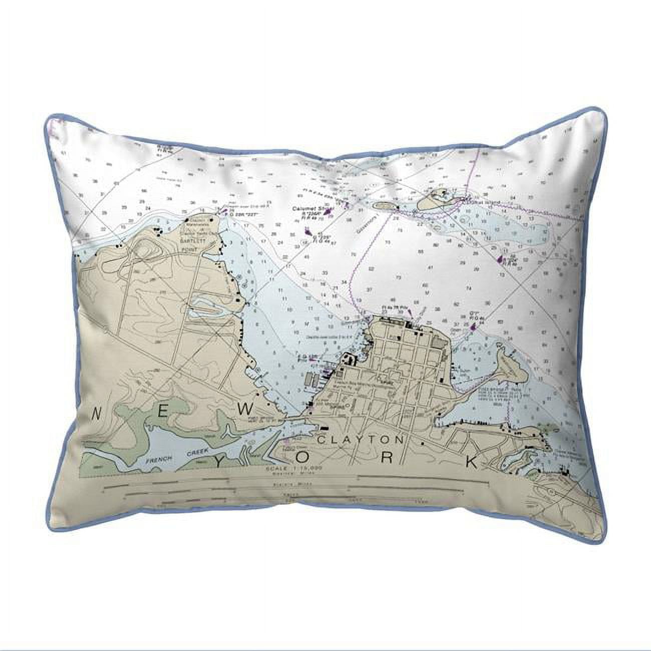 Picture of Betsy Drake HJ14774CL 16 x 20 in. Clayton&#44; NY Nautical Map Large Corded Indoor & Outdoor Pillow